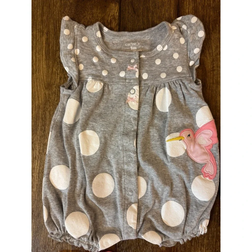 Carters Baby Girl Clothes Lot 3 Months Rompers Outfits Summer Bundle Unicorn Dot